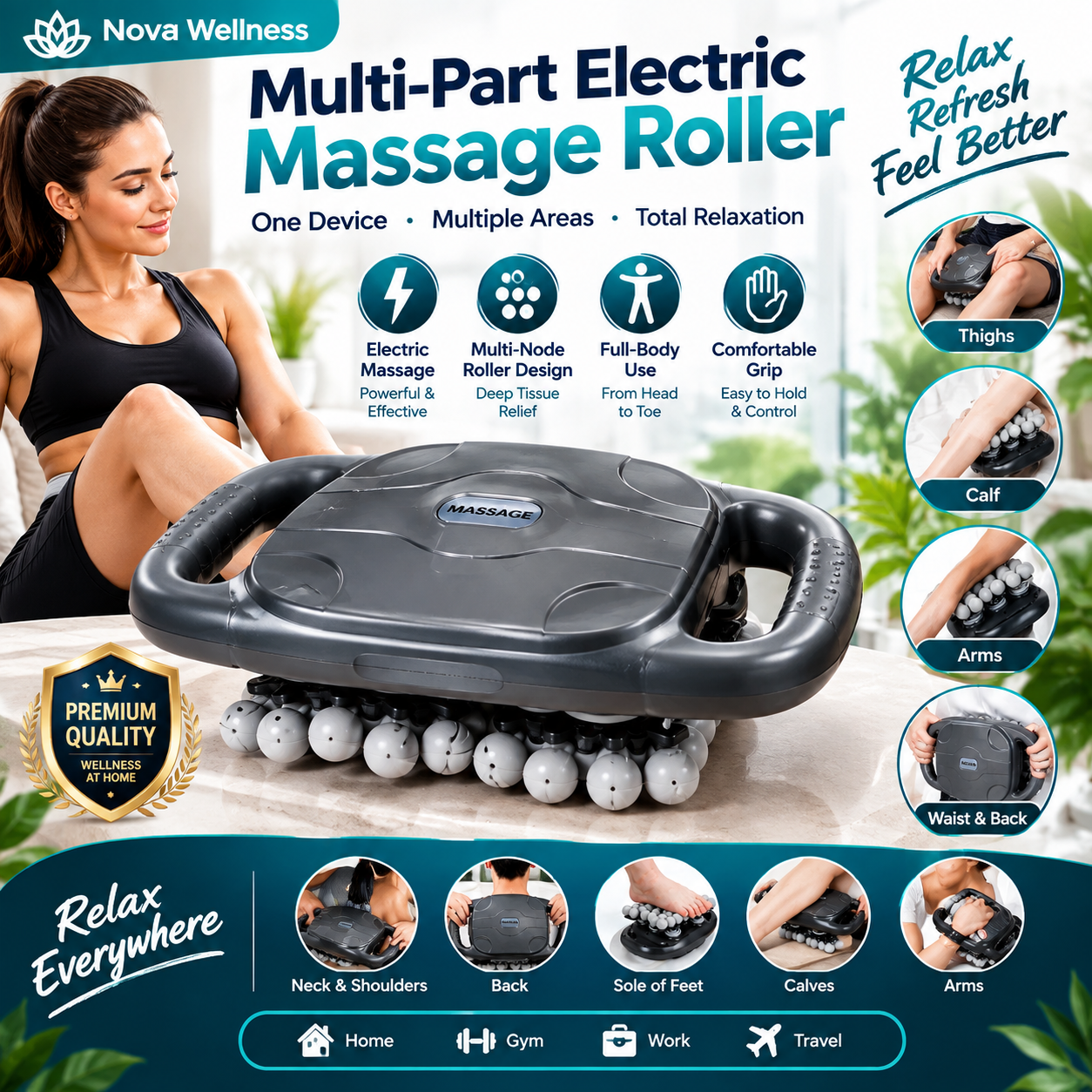 Multi-Area Electric Massage Roller – Full Body Relaxation
